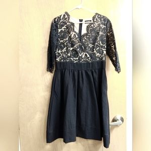 Size 12 navy blue party dress with lace bodice